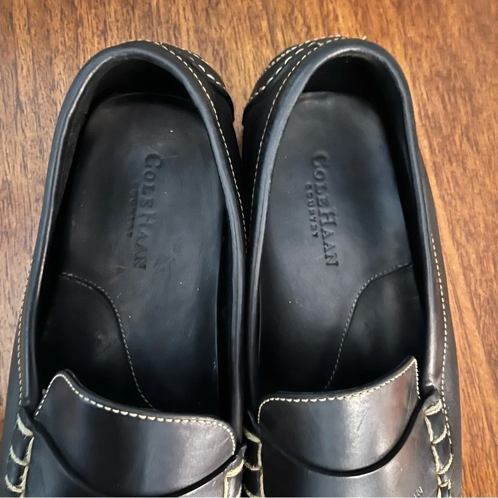 Cole Haan Men's Sz 11 D Black Leather Penny Driver Driving Style Loafer